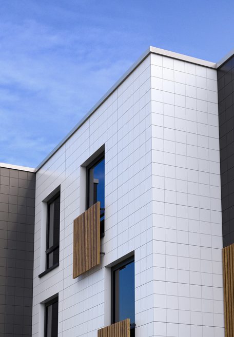 CAREA FASSADE - Fassade: Wohngebäude, Mulhlouse (Frankreich) - Verkleidung mit Unterkonstruktion (VmU) - CUADRA